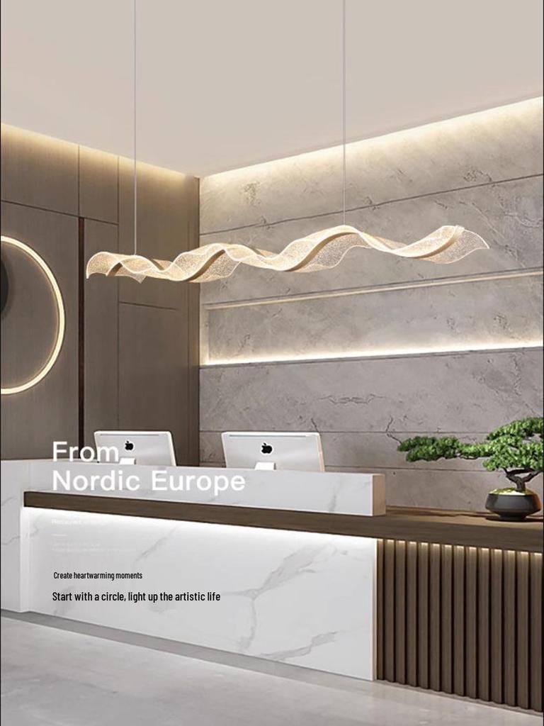 Wave Ribbon Minimalist Chandelier - Luxury Designer Light for Modern Hotel Bars and Restaurants