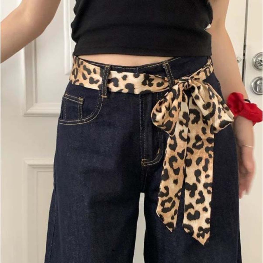 195*4cm Long Neck Scarf Leopard Print Women Belt Retro Leopard Scarf Women