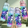 1 Stück Pastell Schildkröte Ozean Glitzer 750ml Farbe Kunststoff Sport Wasserflasche Auslaufsicher Klappdeckel mit Strohhalm Geeignet für Sport Büro Zuhause