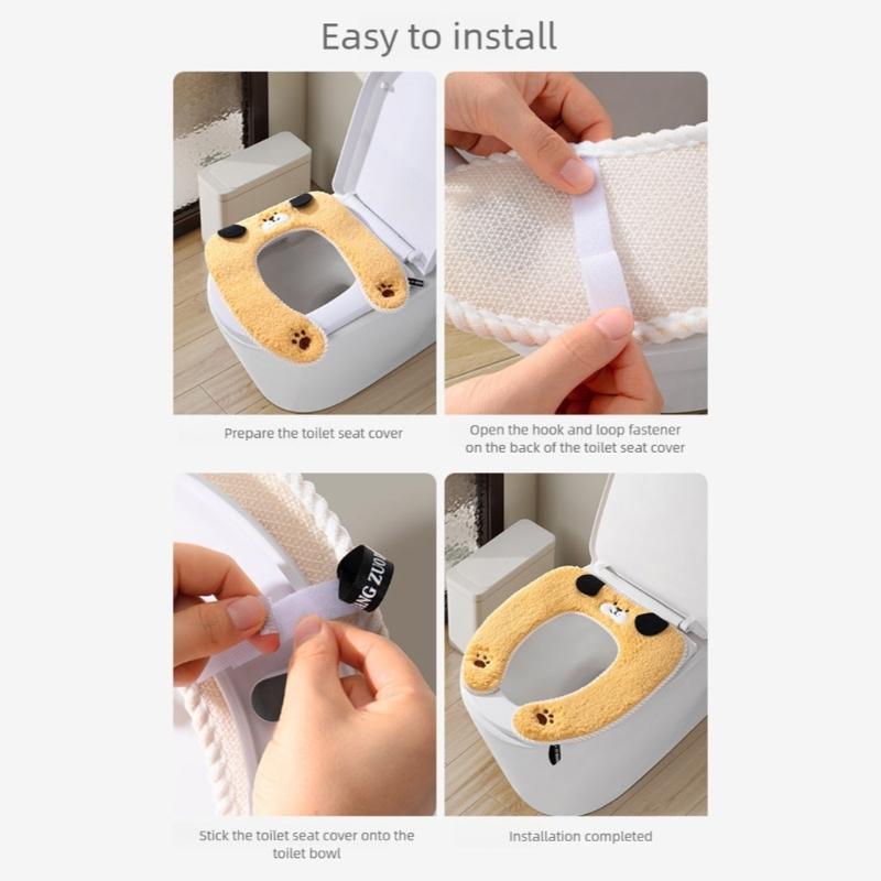 Toilet Cover Mat with Handle Bathroom Toilet Pad Cushion Stay Warm in Winter Stylish and Practical