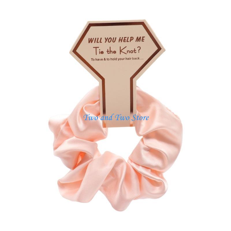 HX6F Color Satins Hair Scrunchies Bridesmaid Hair Ties Wedding Party Headwear