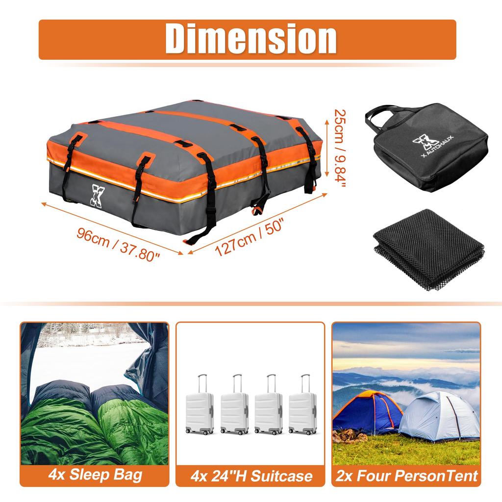 Uxcell 1 Set 20 Cubic Feet Car Roof Rooftop Cargo Carrier Luggage Carrier for Cars with or Without Mat and 6 Door Gray Bag, Bag, Racks, Anti-Slip