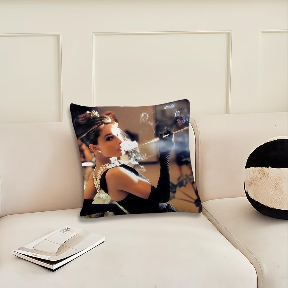 

A-udrey Vintage H-epburn cushion cover Pillow Cover Decoration Room Home Sofa living Office Car Nordic Simplicity 12x12Inch