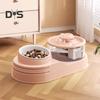 Cat Water And Food Dispenser 2-in-1 Automatic Cat Feeder 1L Cat Water Fountain And Food Bowl Set for Indoor Cats Small Dogs