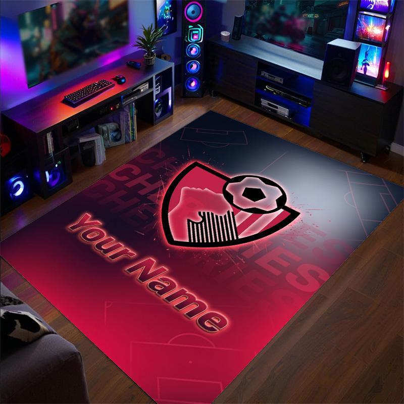 Crystal Velvet Rug Bournemouth Football Print Custom Name Text Floor Mat Home Decor