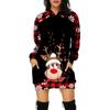 Women‘s Round Neck Long Sleeve Loose Fit Hoodie Dress 3D Print Casual Gown