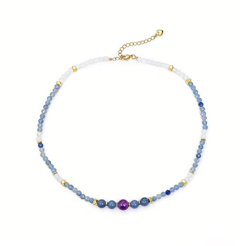 Arvaleff Luxury Blue Dongling & Amethyst Jade Beaded Necklace золотой
