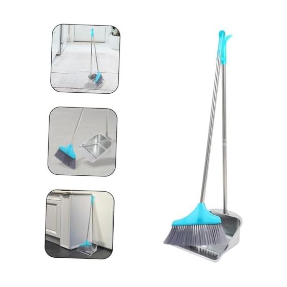 Healvian Upright broom duster set with stainless steel handle and PP soft brush.Balcony cleaning goods with good abrasion resistance and ideal for