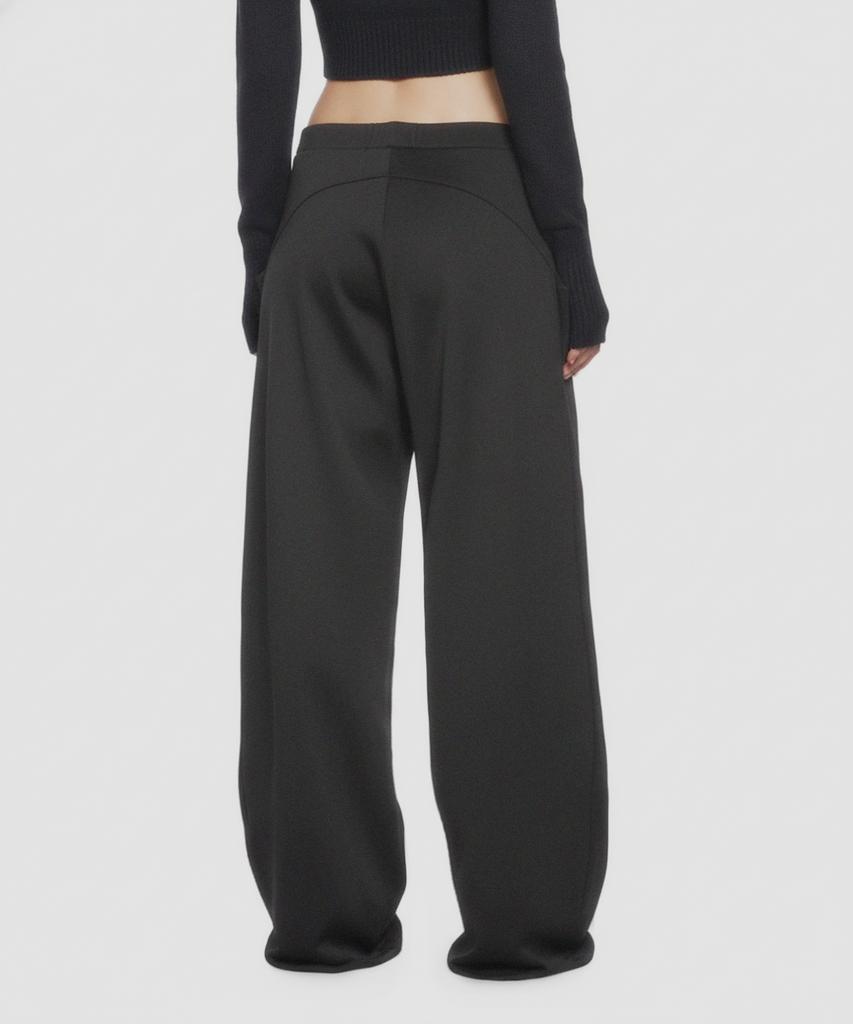 Milkeuaeswiaendeudolseu Fold Over Wide Sweatpants - Black