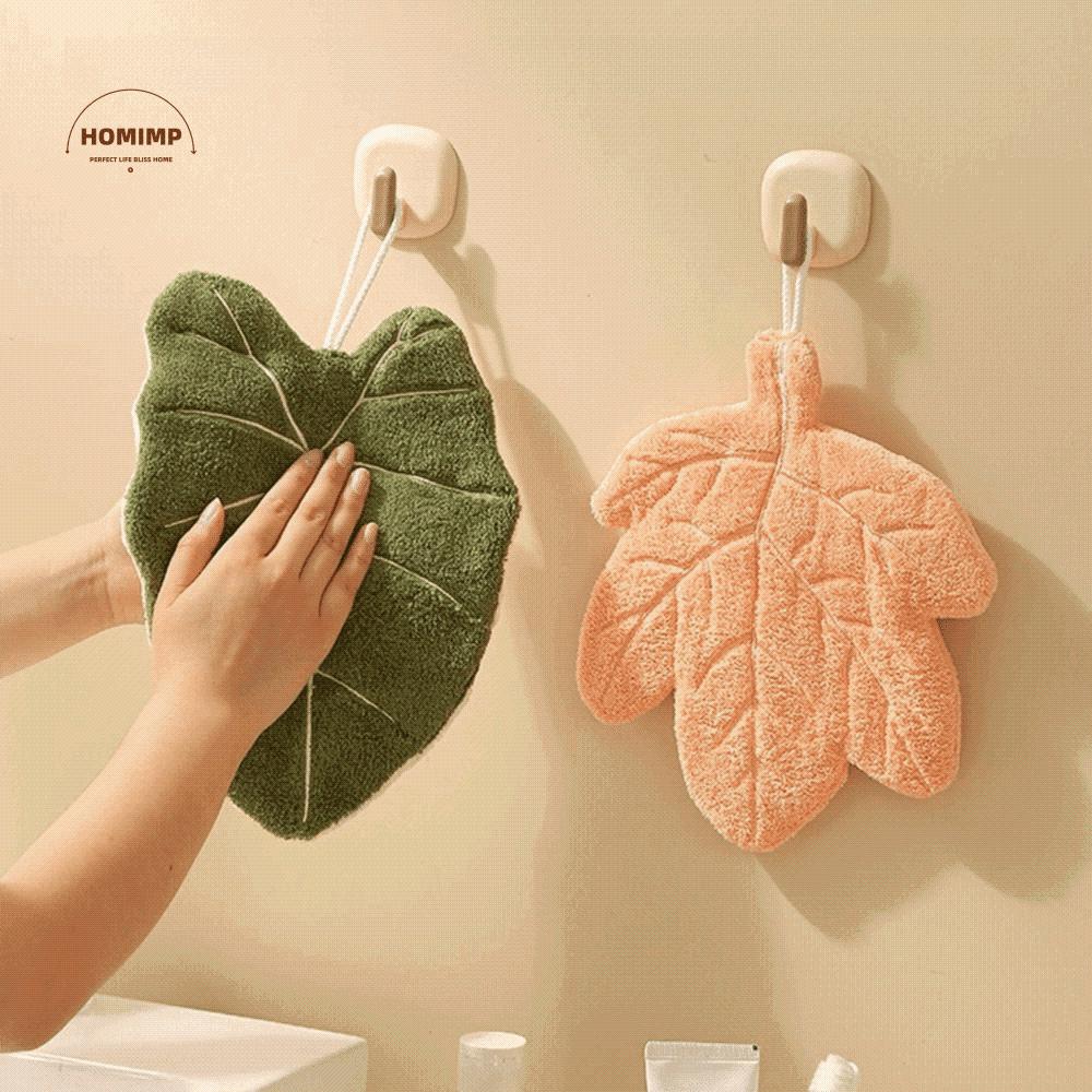 Soft Texture Leaf Style Hand Towel Double-layer Thickened Design Absorbent Handkerchief Highly Absorbent with Hanging Lanyard