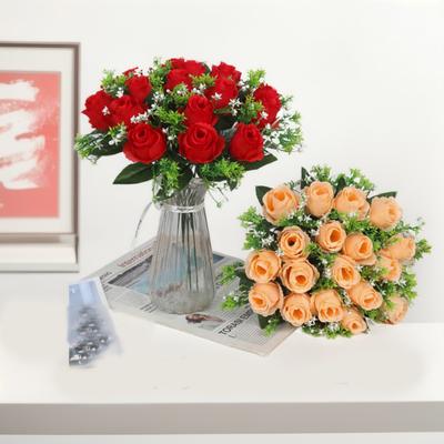 New Bride Holding Flower Simulation Rose Bouquet Home Decoration Flower Ornament Simulation Flower Wedding Flower High-end Feeling