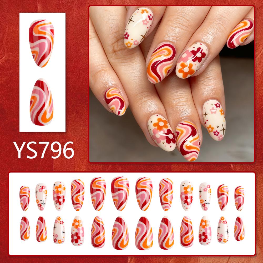 Helle Rosa Mandelblüten-Falschnägel - 24 Mädchenhaft Süße Abnehmbare Teile