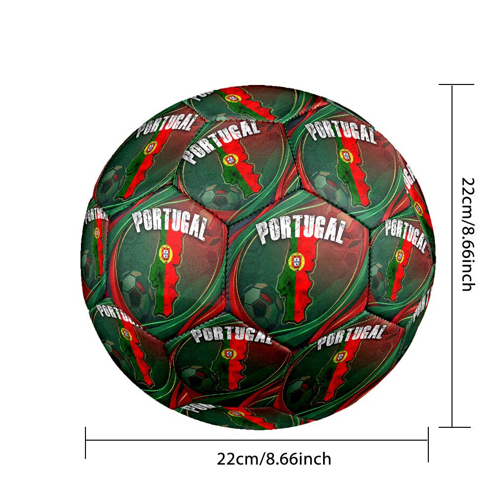 Pallone da Calcio Stampato Portogallo Taglia 5 Resistente all'Usura Standard Pallone da Allenamento per Adulti Regalo per tifosi per Partite Indoor Outdoor Sport