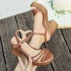 2025 Summer New Thick-soled One-word Fashion Roman Sandals Women's High-heeled Waterproof Table Golden Wedge-heeled Open-toed Women's Shoes