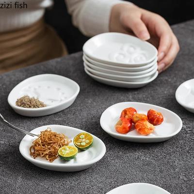 Ren Vit Keramik Kryddfat Kreativ Såsskål Sojasåsskål Vinägerfat Snacksfat Sushifat Specialbestick