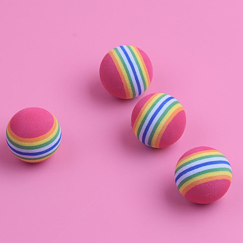 EVA 35mm Silent Rainbow Cat Toy - Colorful Elastic Teasing Ball