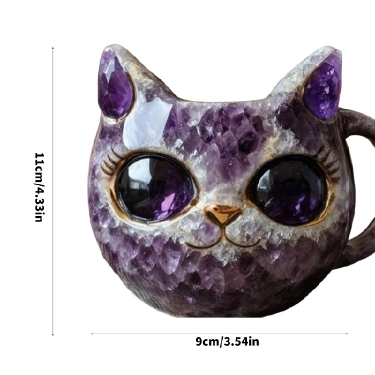 Elegantní Křišťálová Kočičí Tvář Hrnček na Kávu Ručně Vyráběná Pryskyřice Umělecký Sběratelský Předmět Pro Dekorace s Kočičí Tematikou Odolné Nádobí