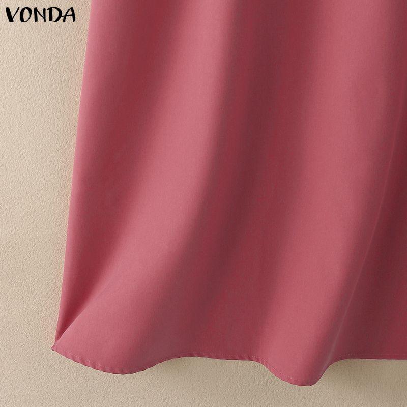 VONDA Abito Maxi Lungo Casual Elegante Estivo da Donna con Scollo Quadrato, Maniche a Sbuffo e Fiocco