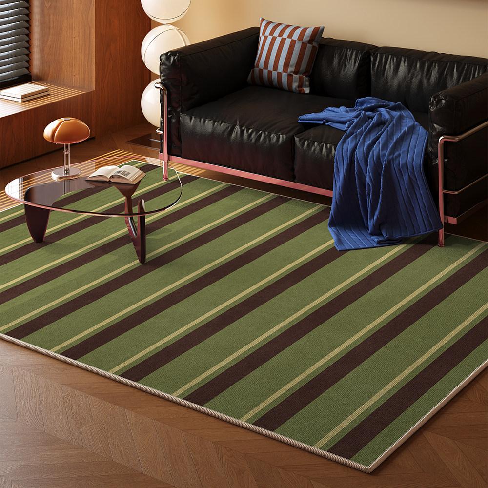 Retro Style Living Room Decoration Carpets Light Luxury Rugs for Bedroom Artistic Striped Bedside Rug Home Thicken Floor Mat