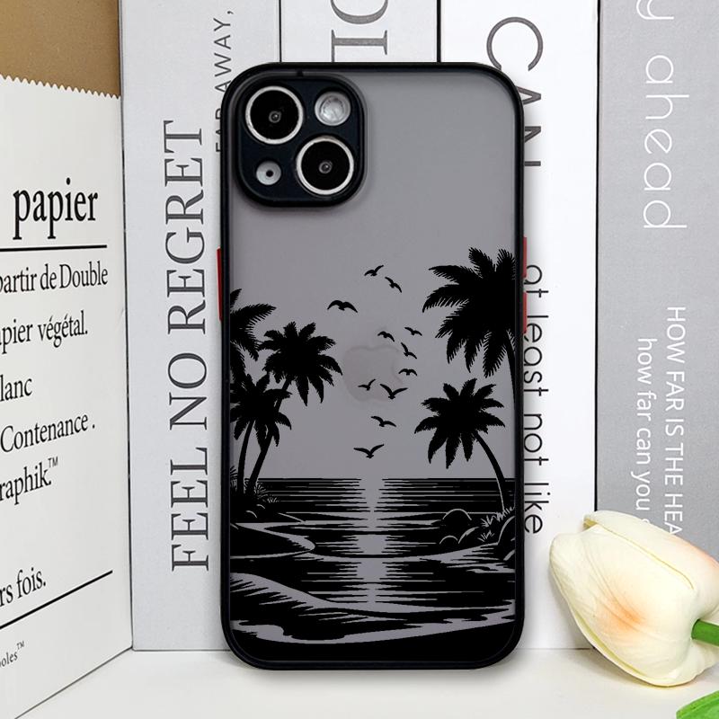 

Black Coconut Palm Tree Printed Phone Case for IPhone 16 14 15 Pro Max 11 12 13 PRO MAX Mini 7 8 Plus X XS Shockproof Hard Cover For iPhone 16