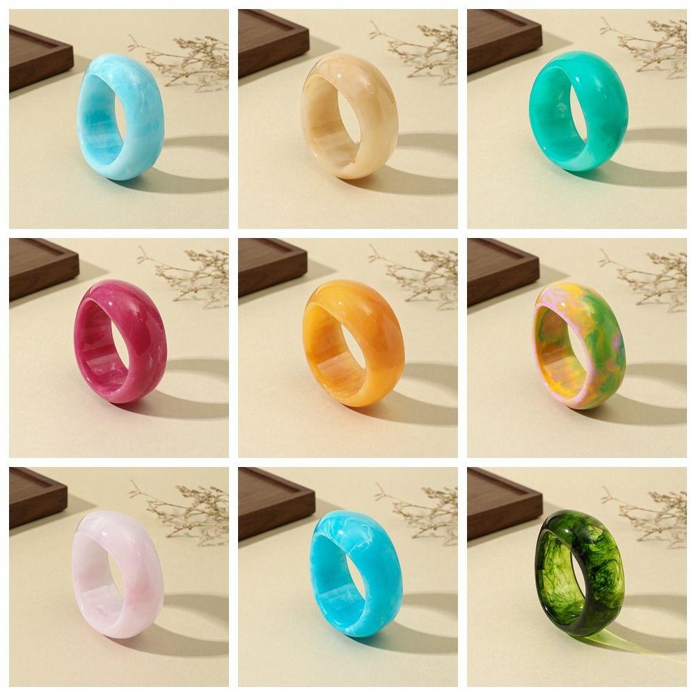 Minority Design Irregular Wide Bracelet Dopamine Geometric Hand Ring Simple Acrylic Bangle  Women