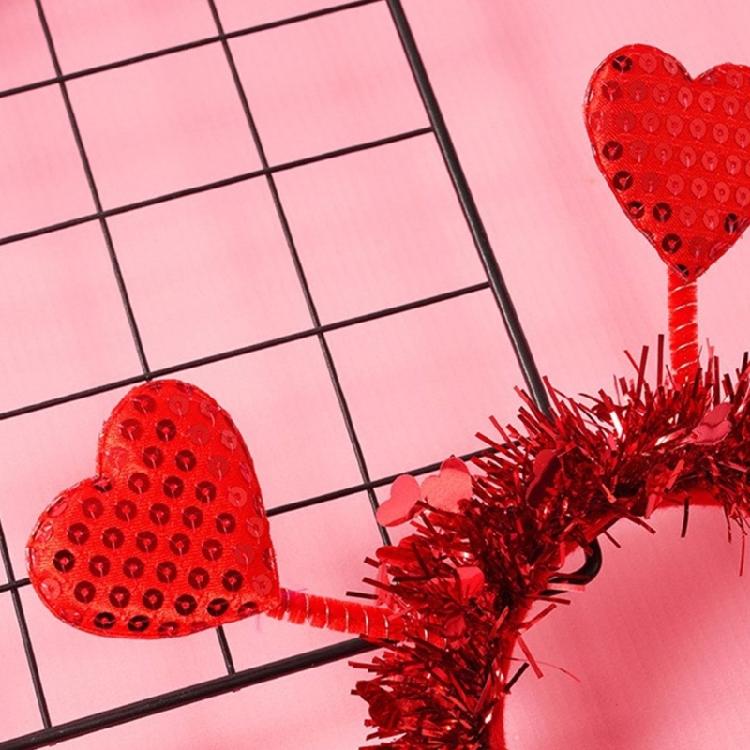 Banquet Prom Party Hairband Woman Valentines Headband Heart Tinsel Headband