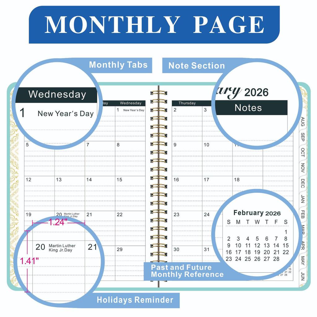 2026 English Business Planner: Cross-Border Stationery Diary with Coil Binding for Simple Scheduling and Record Keeping