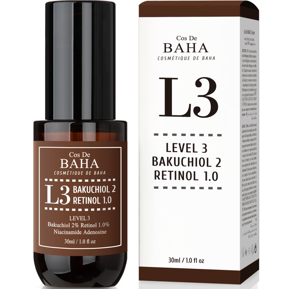 COS De BAHA L3 Bakuchiol 2% Retinol 1% Vitamin A Anti-Wrinkle Brightening Ampoule Serum 30ml 30ml 1EA