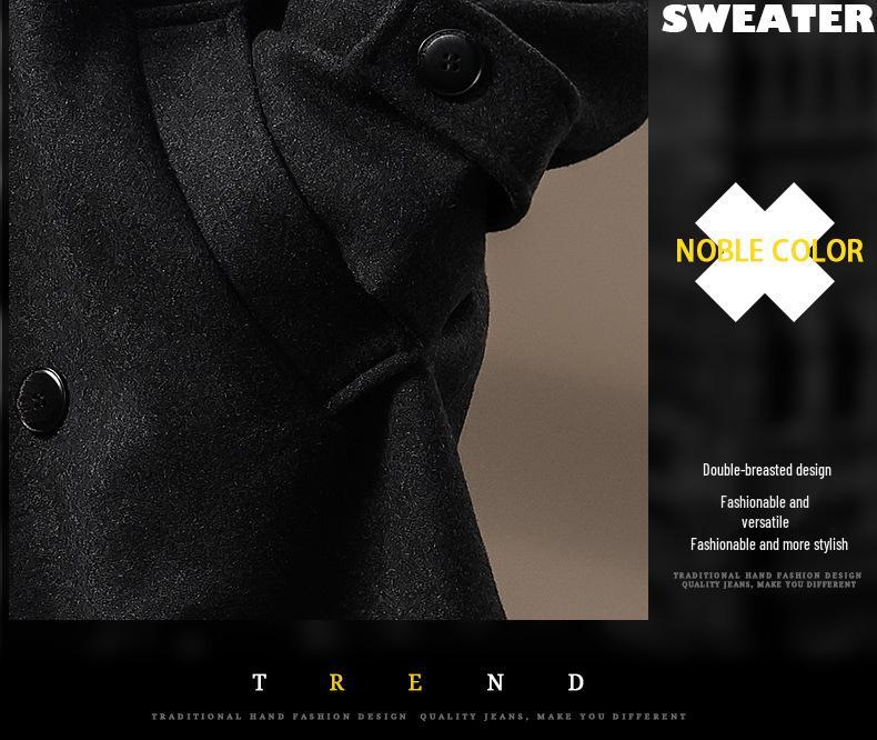 Men's Mid-Length High-Grade Double-Faced Wool Business Coat - Thick, Warm, and Fashionable for Winter