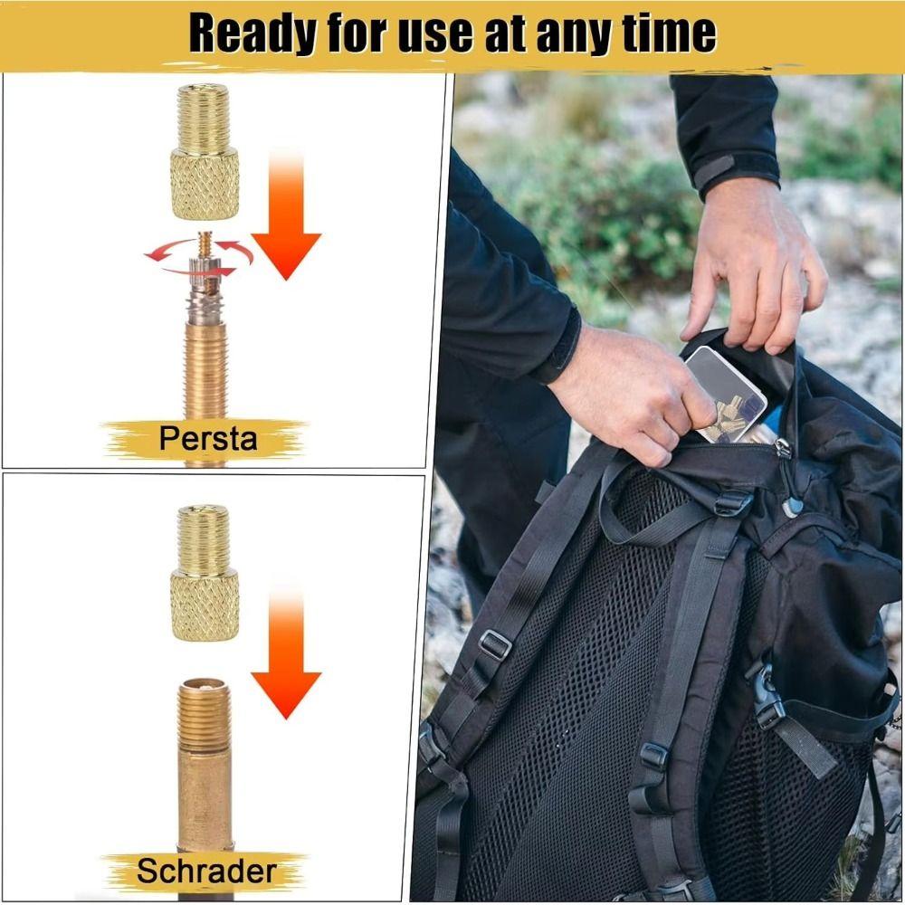 Golden Bicycle Valve Adapter Copper Bike Tire Valve Adapter Bicycle Pump Adapter