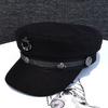 Winter hat new female tide Internet celebrity navy hat autumn and winter woolen rivet beret flat hat