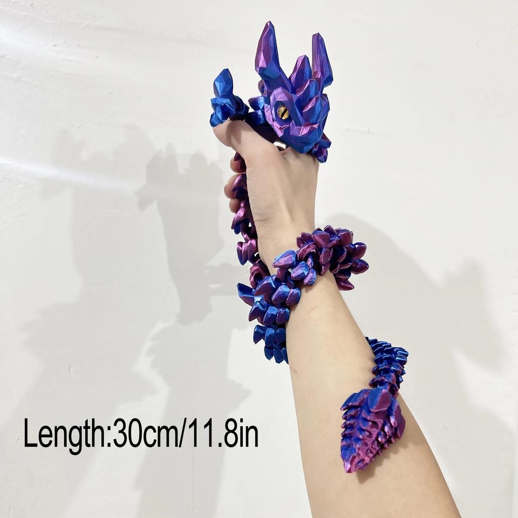 3D Printed Horned Dragon Joints Movable Dragon Simulation Animal Model Toy Cute Figurine Ornament Creative Desktop Decor