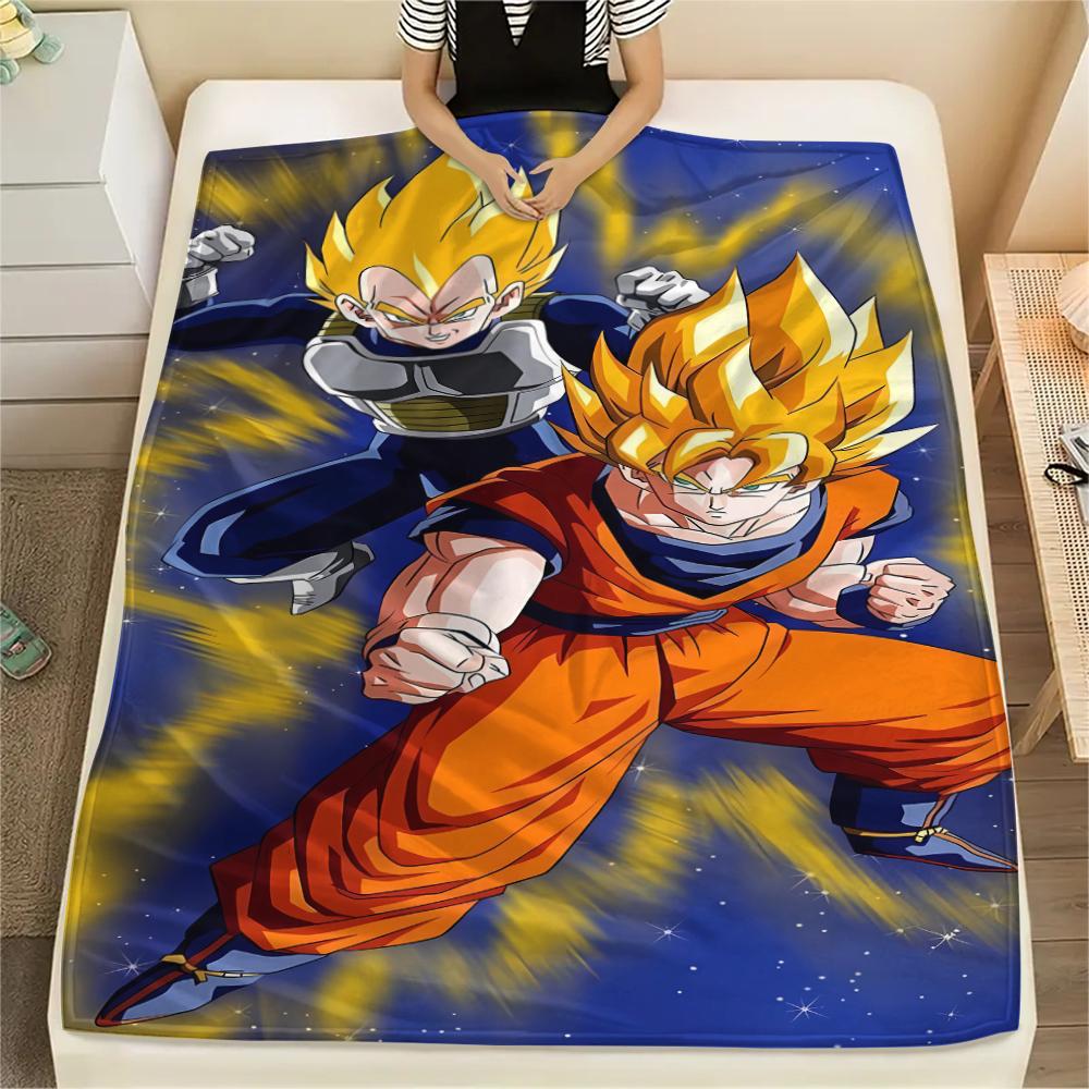 Coperta in Flanella con Stampa Personaggi Dragon Ball, Alta qualità Confortevole per Tutte le Stagioni, Arredamento per la Casa, Calore e Comfort, Perfetta per Regali di Natale