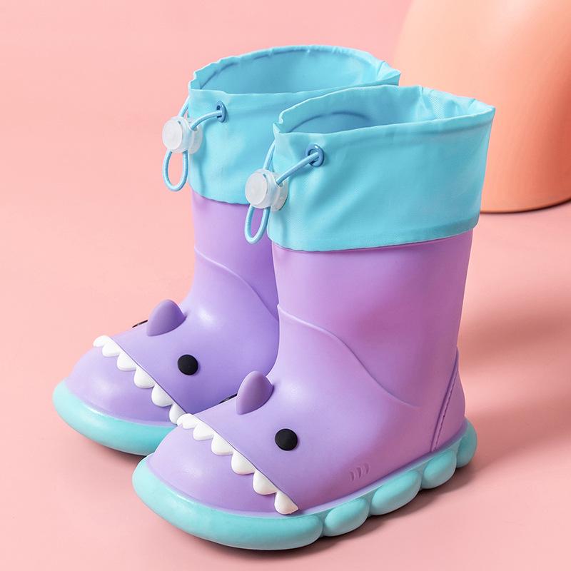 

Cartoon Shark Kids Non-slip Waterproof Rain Boots with Drawstring – Cute Spring/Summer Shoes for Boys and Girls 180mm foot length 17.5cm (approx. size 28/29) фиолетовый