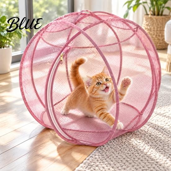 Outdoor Cat Adventure Gear 27" Hamster Ball Rolling Enclosure Foldable Breathable Mesh Playpen Portable Pet for Cats with Metal Support &