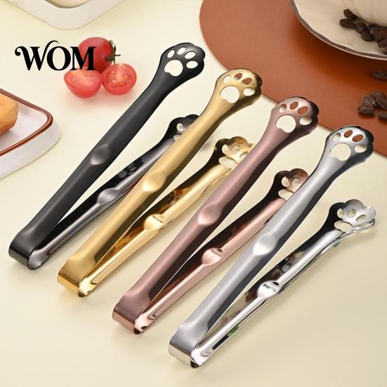 Heat Resistant Kitchen Tongs Stainless Steel Clip Tongs Cat Paw Shape, Durable Utensils Corrosion Appetizer for Snacks Dessert Ice Candy Multi-purpose