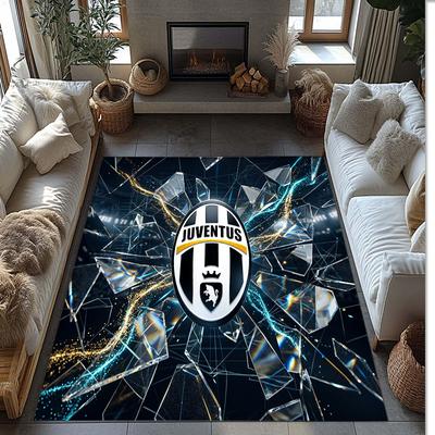 Juventus FC Printed Flannel Area Rug Non Slip Soft Polyester Floor Carpet Indoor Decor Mat for Bedroom Living Room Sofa