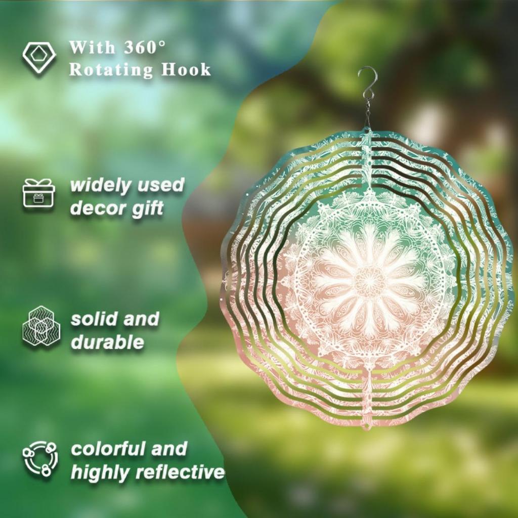 360 Degree Rotating Metal Wind Chime 25.4 Inch Garden Decor for All Seasons No Electricity Needed Outdoor Hanging Ornament