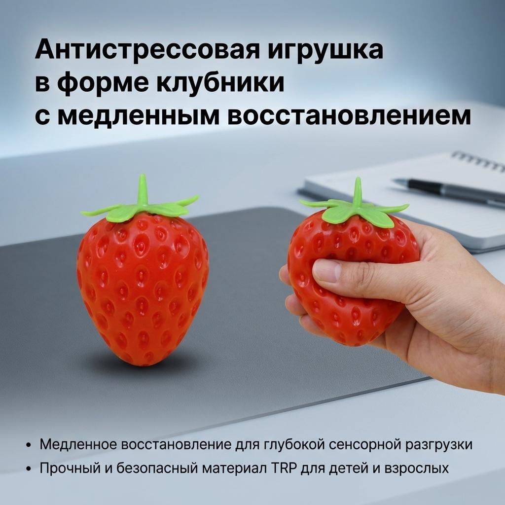 Strawberry Shaped Slow Rebound Stress Relief Toy TRP Material For Kids And Adults