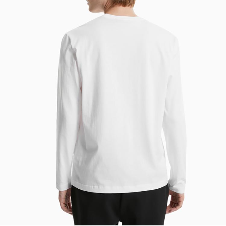 Calvin Klein Cotton Crew Neck Long Sleeve T-Shirt With Logo Pattern Men Tops White J319613-YAF