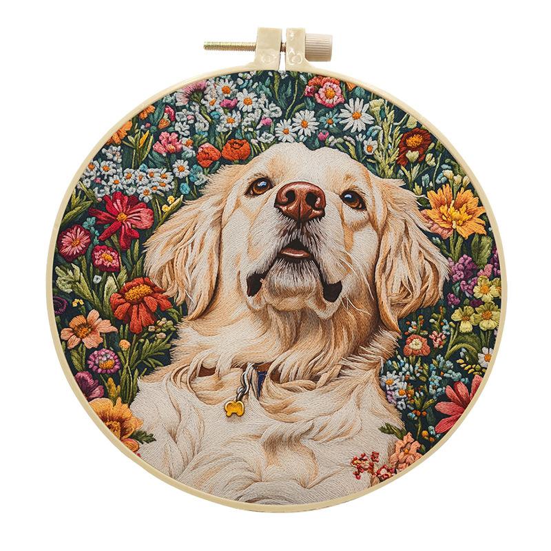 1pc Cute Dog Pattern Embroidery DIY Fabric Craft Set with Tools