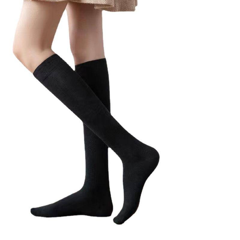 Socks Women'S Autumn And Winter Pile Socks Knee Socks Japan And Korea Half Leg Cotton Socks Three Bar Calf High Tube Socks Long Socks Women'S Socks