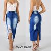 1Wish High Waist Washed Denim Split Hip Skirt