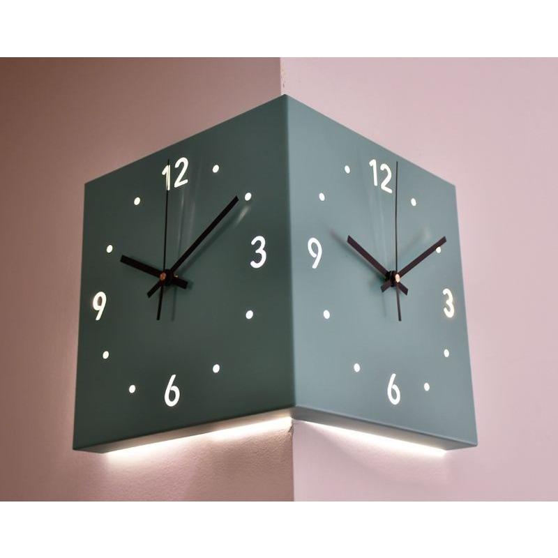 Ins Wind Corner Clock Double Sided Wall Clock Living Room Creative Simplicity Modern Double Sided Wall Clock No Punching Fashion