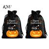 Lightweight Candy Carriers 2Pcs Halloween Pumpkin Drawstring Bags for Treats, Retro Burlap Pattern Party Favors Trick or Treat Bags, Portable