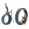2PCS Resin Figurines Reading A Book Yoga Girl Modern Aesthetic Art Sculptures Bookshelf Bookcase Sta