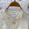 Summer Women's Embroidered Two Piece Sets Vintage Lace Splice Floral-Button Tops and Slimming Shorts Sets