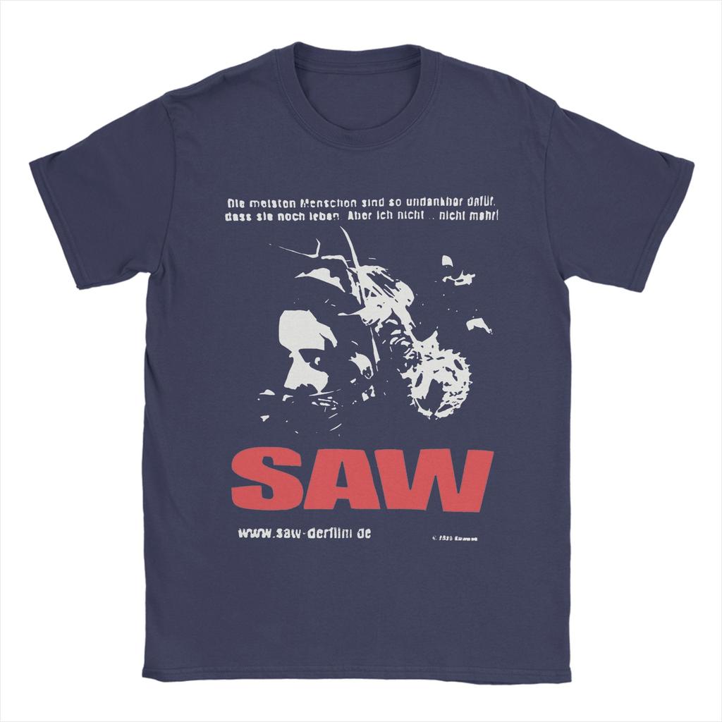 Funny Vintage SAW Movie Tshirts Men's 100%Cotton Short Sleeve  Round Neck Summer Tops Shirts