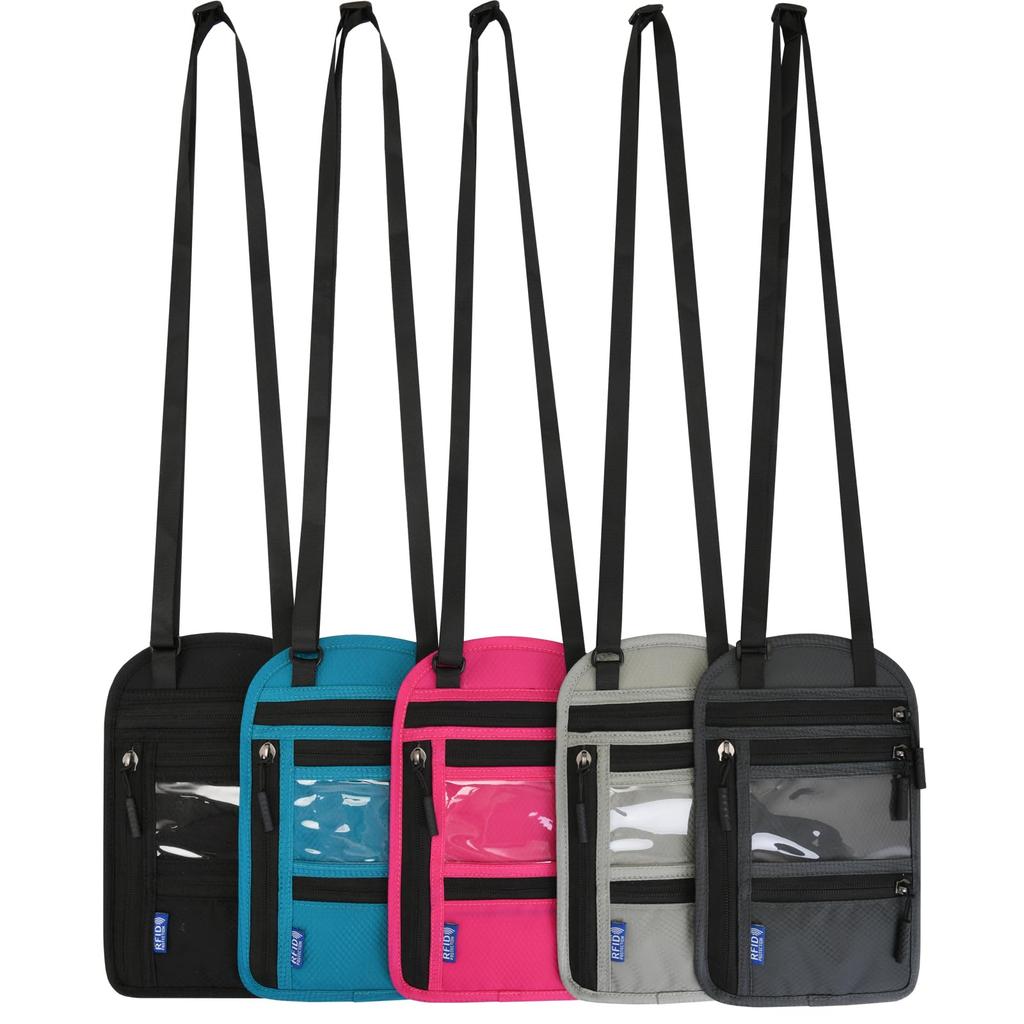 Aueye Passport Security Large Nylon Travel Bag Case, Neck-Mounted Pouch, Anti-Skimming, Convenient, Lightweight, Multifunctional, Capacity,