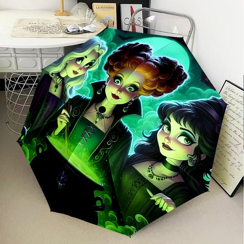 Witch Sisters In The Moonlight Automatic Folding Umbrella - 8-Rib Travel Umbrella with Auto Open/Close & Portable Gifts for holidays or birthdays